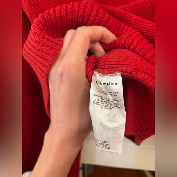 new Reformation Brooklyn Cotton polo button pullover sweater in red - Picture 6 of 6